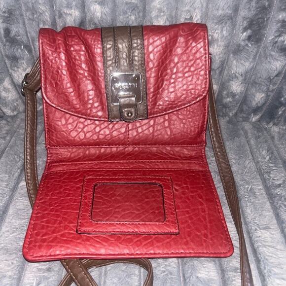 Red and Brown Rosetta Leather Crossbody Bag - Picture 6 of 12